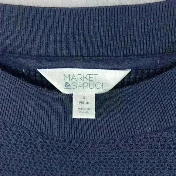 Market & Spruce Sweater Navy Women’s Size Small Cotton Blend Pullover - Picture 3 of 8